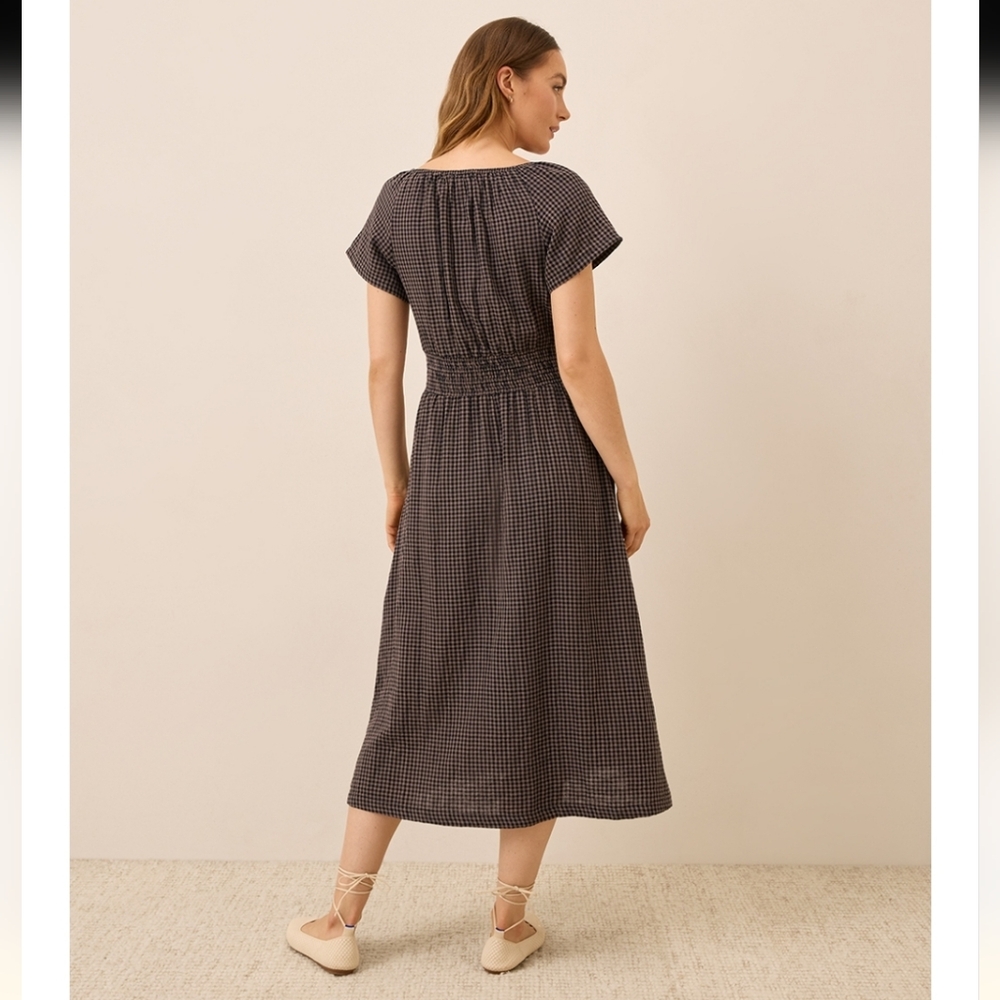 Pact Black and White Gingham Midi Dress - Picture 3 of 6